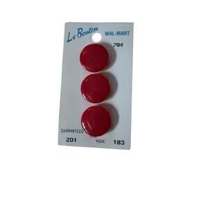 VTG Red Buttons Le Bouton 3/4” (19mm) 3 Count Seamstress Sewing‎ Dress Maker NEW